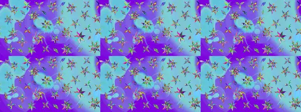 Düz Çiçek Elementleri Tasarımı. Sevimli çiçek raster deseni. Mavi renkli çiçekler. Renkli Bahar Teması çizim şablonu.