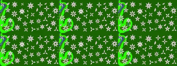 Vadinin yeşil renkli çiçekleri. Çiçekler. Soyut etnik raster çizim kalıbı.