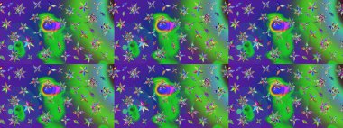 Raster illüstrasyonu. Yumuşak, yeşil renkli bahar çiçekleri. Çiçekli yumuşak bir eskiz şekli. Raster çiçekleri klasik tarzda resmedilir..