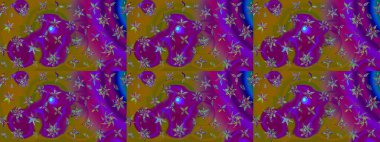 Mor renkli etnik çiçekli zarif eskiz deseni. Asya Tekstil 'inde Raster Çiçek İllüstrasyonu.