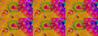 Nakış desenli çiçek deseni. Parmak izi, kumaş, duvar kâğıdı, tekstil için raster dokusu. Renkli grunge, alüminyum çiçeklerle soyut arkaplanı zenginleştirir.