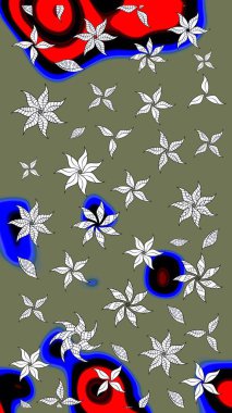 Çiçek desenli eskiz, yaz çiçekleri. Yeşil renkli çiçekler. Renkli Bahar Teması eskiz kalıbı. Düz Çiçek Elementleri Tasarımı.