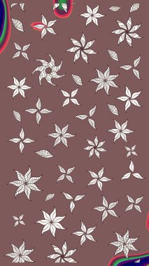 Çiçek deseni. Kahverengi renkte çiçek eskizi. Şatafatlı bahar bahçesi dokusu. Raster illüstrasyonu. Kahverengi renkte çiçekler.