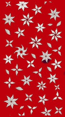 Kırmızı renkte etnik çiçeklerle süslenmiş zarif bir eskiz şekli. Raster Çiçek İllüstrasyonu güzel tekstil..