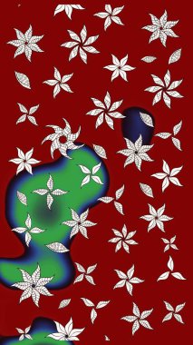 Eskiz klasiği. Raster Şirin kumaş deseni. Renkli Bahar Teması eskiz kalıbı. Düz Çiçek Elementleri Tasarımı.