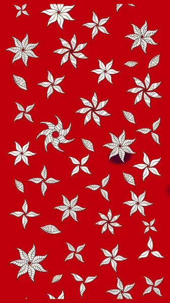 Kırmızı renkte etnik çiçeklerle süslenmiş zarif bir eskiz şekli. Raster Çiçek İllüstrasyonu güzel tekstil..