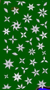 Çiçek yeşili eskiz deseni. Raster çiçek izi. Klasik taslak çizimi. Raster Yumuşak kumaş deseni.