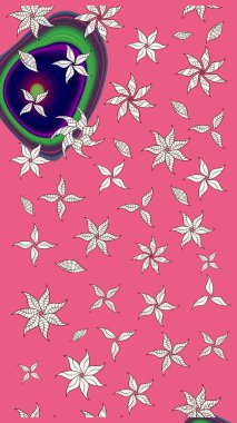 Çiçek deseni. Pembe renkte çiçek çizimi. Şatafatlı bahar bahçesi dokusu. Raster illüstrasyonu. Pembe renkte çiçekler.