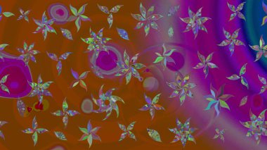 Kahverengi renkli çiçekler. Hediye ambalaj kağıdı, tebrik kartları, posterler ve pankart tasarımı. Raster düz çiçek çizim deseni.