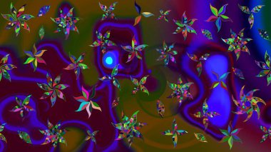 Küçük çiçekteki sevimli çiçek deseni. Kahverengi renkli çiçekler. Raster illüstrasyonu.