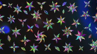 Küçük çiçekteki sevimli çiçek deseni. Raster illüstrasyonu. Gri renkte yaz çiçekleri. Raster deseni.