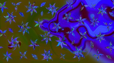 Çiçekler suluboya tarzında yeşil renkte. Raster illüstrasyonunda çiçek deseni çizimi.