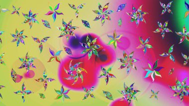 Çizgi çizimi kalıbı. Şirin çiçekler. Raster Moda kumaş deseni.