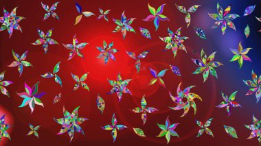 Renkli Bahar Teması eskiz kalıbı. Düz Çiçek Elementleri Tasarımı. Raster illüstrasyonu. Kırmızı renkte zarif çiçek buketi suluboya.