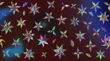 Düz Çiçek Elementleri Tasarımı. Raster illüstrasyonu. Çiçek deseni. Chichi 'nin kumaş kalıbını çiz. Renkli Bahar Teması çizim şablonu.