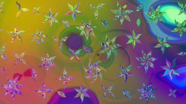 Yeşil renkli çiçekler. Çiçekli eskiz çizimi. Renkli Yaz Temalı eskiz kalıbı. Düz Çiçek Elementleri Tasarımı.