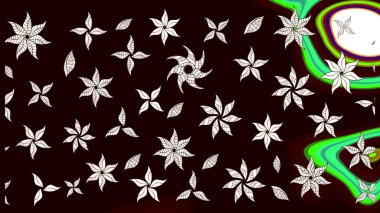 Raster çiçek desenli çiçek deseni, yapraklar, dekoratif elementler, sıçrama, lekeler, el çizimi kontur çizgileri ve Doodle çizim stili, grafik raster çizim çizimi.