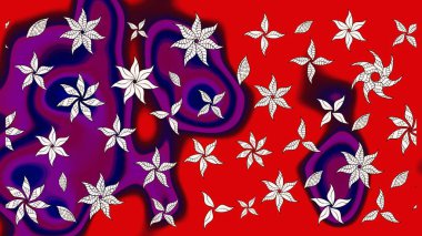 Şirin karalamalı çiçek desenli çizim. Robot resim tarzı kırmızı renkler. Raster illüstrasyonu. El yapımı çiçek ve bitki koleksiyonu. Raster illüstrasyonu.