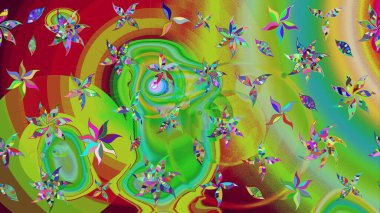 Vadinin yeşil renkli çiçekleri. Çiçeksel çizim kalıbının çizimi.