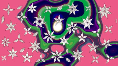 Çiçekli eskiz arkaplanı. Çocuk stili. Renkli Bahar Teması eskiz kalıbı. Düz Çiçek Elementleri Tasarımı.