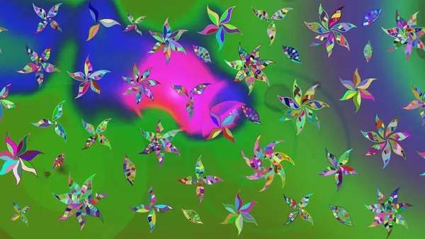 Raster illüstrasyonu. Çiçekli, yapraklı, çiçek desenli eskiz. El çizimi.