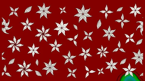 Kırmızı renkte çiçekler. Düz Çiçek Elementleri Tasarımı. Raster illüstrasyonundaki çiçek desenli çizim. Renkli Bahar Teması çizim şablonu.