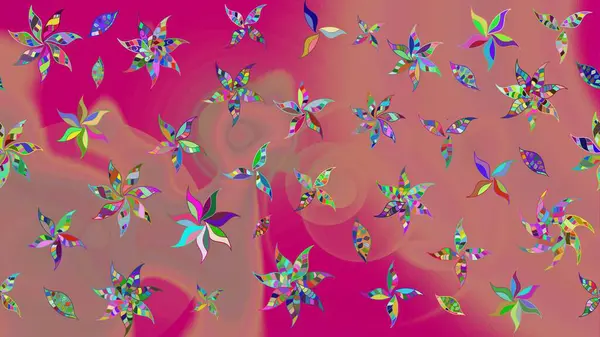 Raster deseni. Soyut çiçek çizim kalıbı arka planı. Küçük çiçekteki sevimli çiçek deseni. Pembe renklerde. Raster illüstrasyonu.