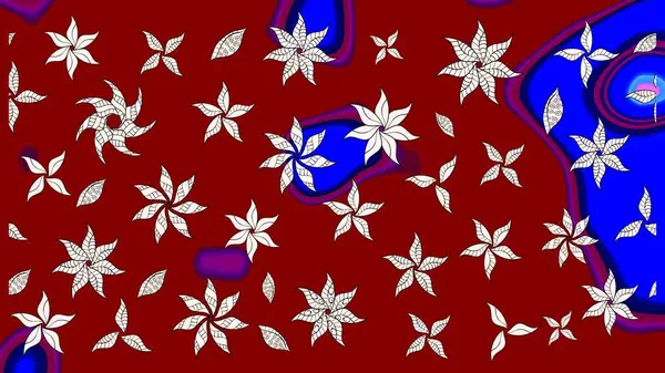 Küçük çiçekli yay deseni çiz. Suluboya stilinde kırmızı renkte. Raster illüstrasyonu.