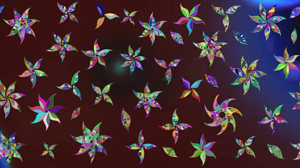 Raster illüstrasyonundaki çiçek desenli çizim. Kahverengi renkte çiçekler.