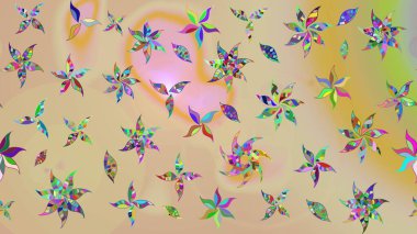 Eskiz arkaplan modeli. Bej renkli yapraklı yabani çiçekler. Suluboya, elle çizilmiş. Raster illüstrasyonu.