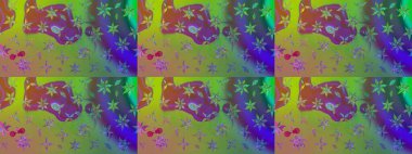 Çiçekli güzel suluboya desen. Yeşil renklerde. Raster illüstrasyonu.