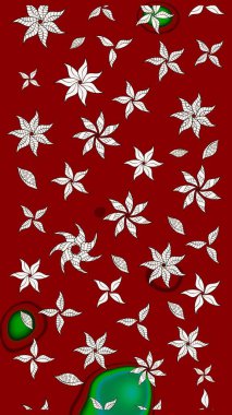 Güzel kumaş deseni. Raster illüstrasyonu. Raster illüstrasyonundaki çiçek desenli çizim. Kırmızı renklerde.