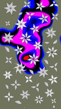 Düz Çiçek Elementleri Tasarımı. Raster Illustrasyon 'daki Çiçek Deseni' nin son moda çizimi. Güzel kumaş deseni. Renkli Yaz Teması çizim şablonu.