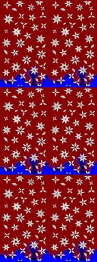 Raster Illustrasyon 'daki Çiçek Deseni' nin son moda çizimi. Kırmızı renkte çiçekler. Renkli Yaz Temalı eskiz kalıbı. Düz Çiçek Elementleri Tasarımı.