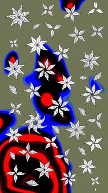 Şirin karalamalı çiçek desenli çizim. Eskiz stili yeşil renkler. Raster illüstrasyonu. El yapımı çiçek ve bitki koleksiyonu. Raster illüstrasyonu.