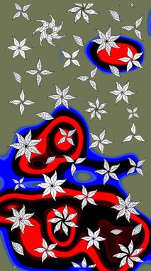 Yeşil renkli çiçekler. Raster düz çiçek çizim deseni. Tasarım hediye paketi, tebrik kartları, posterler ve afiş tasarımı.