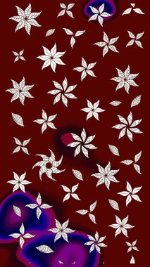 Raster illüstrasyonu. Küçük çiçekli yay deseni çiz. Suluboya stilinde kırmızı renkler üzerine.