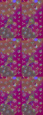 Raster çiçek desenli çiçek deseni, yapraklar, dekoratif elementler, sıçrama, lekeler, el çizimi kontur çizgileri ve Doodle çizim stili, grafik raster çizim çizimi.