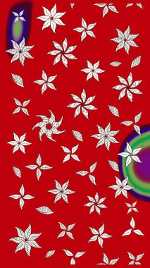 Düz Çiçek Elementleri Tasarımı. Kırmızı renkte çiçekler. Sevimli çiçek raster deseni. Renk Bahar Teması eskiz şablonu.