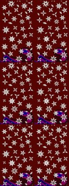 Küçük çiçekte güzel bir desen. Kırmızı çiçekli bahar çiçekleri. Moda baskıları için zarif bir şablon. Motley illüstrasyonu. Küçük renkli çiçekler..