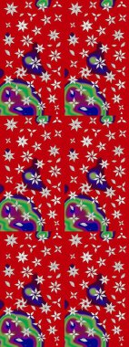 Raster illüstrasyonu. Raster deseni. Kibarca, kırmızı renkte yaz çiçekleri. Küçük çiçekte sevimli çiçek deseni var..