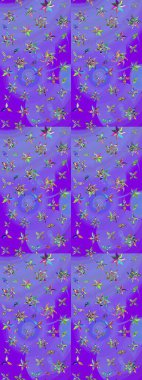 Raster illüstrasyonu. Düz Çiçek Elementleri Tasarımı. Menekşe renginde zarif çiçek buketi suluboya. Renkli Bahar Teması çizim şablonu.