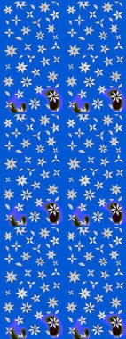 Tatil havası. Mavi renkli çiçekler. Nazik romantik baskı. Raster güzel bir çiçek deseni çizmiş. Bahar mevsimi.