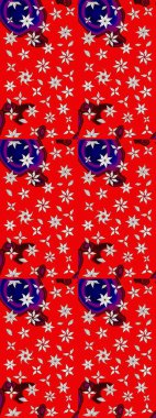 Soyut etnik raster çizim kalıbı. Vadinin çiçekleri kırmızı renklerde. Çiçekler..