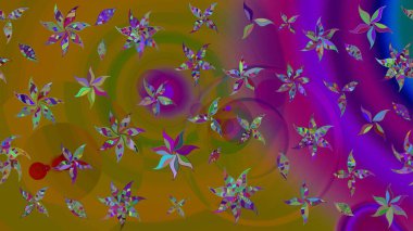 Raster suluboya çiçek deseni, narin çiçekler, kahverengi çiçekler, tebrik kartı şablonu. Güzel kumaş deseni.