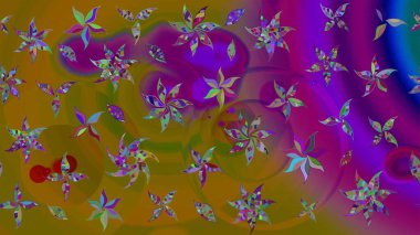 Raster illüstrasyonundaki çiçek desenli çizim. Kahverengi renkte çiçekler.