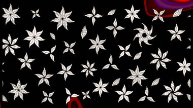 Robot resim. Siyah renkli çiçekler. Raster illüstrasyonu. Şirin çiçek elementleri..