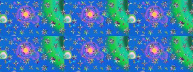 Suluboya çiçekli çiçek deseni. Raster illüstrasyonu. Mavi renkte Asya tekstili.