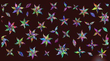 Soyut etnik raster çizim kalıbı. Vadinin çiçekleri kahverengi renklerde. Çiçekler..