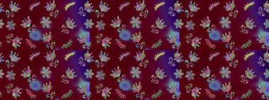 Çiçek desenli eskiz, yaz çiçekleri. Kırmızı, mor ve mavi renkte çiçekler. Renkli Bahar Teması eskiz kalıbı. Düz Çiçek Elementleri Tasarımı.